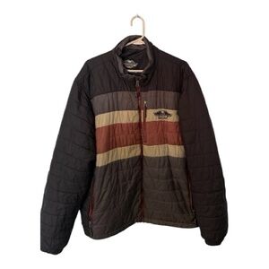Harley-Davidson Black and Brown Quilted Puffer Jacket